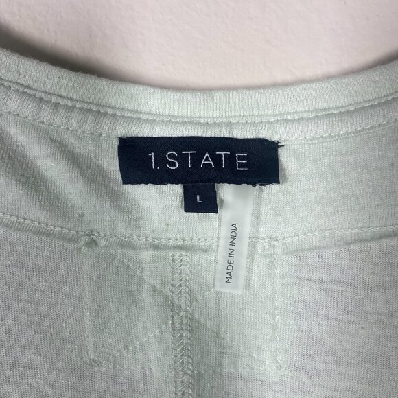 NWT! 1 State Women's Light Green Linen Blend Pocket Tee Shirt Large! - Picture 3 of 5